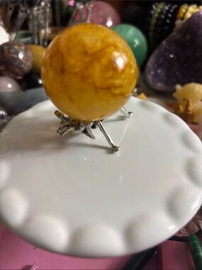 #2  Golden Healer Sphere Decor Crystal Ball on Silver Ant 🐜 Stand
